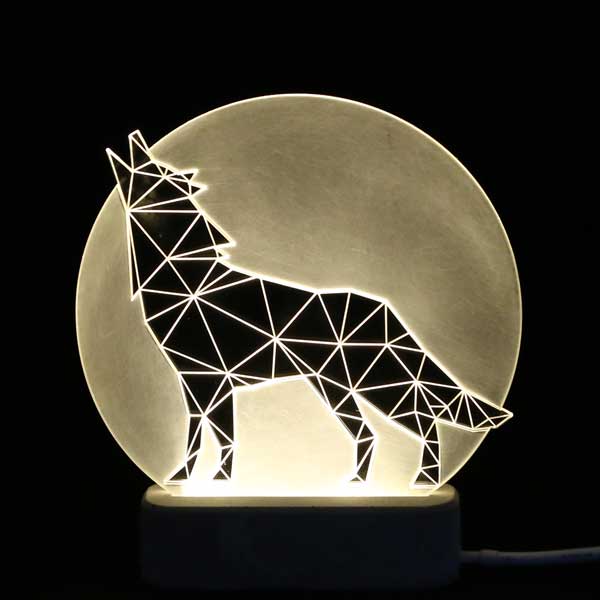 インテリアライト 狼 フルムーンバック アクリルライト 置物 ムードライト