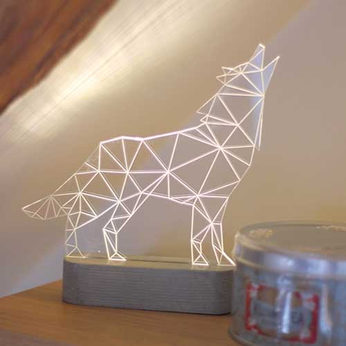 インテリアライト/狼/アクリルライト/ 置物/ムードライト/インテリアライト