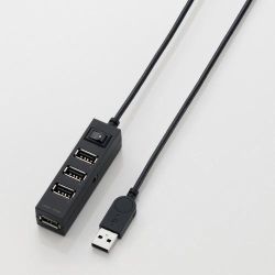 エレコム スイッチ付セルフ&バスパワー対応4P USB2.0ハブ/2.0m(ブラック)(U2H-TZ420SBK) メーカー在庫品【ポイント10倍 10P17Aug12 平成24年8月24日(金) 9:59まで】【送料無料】【ポイント10倍】