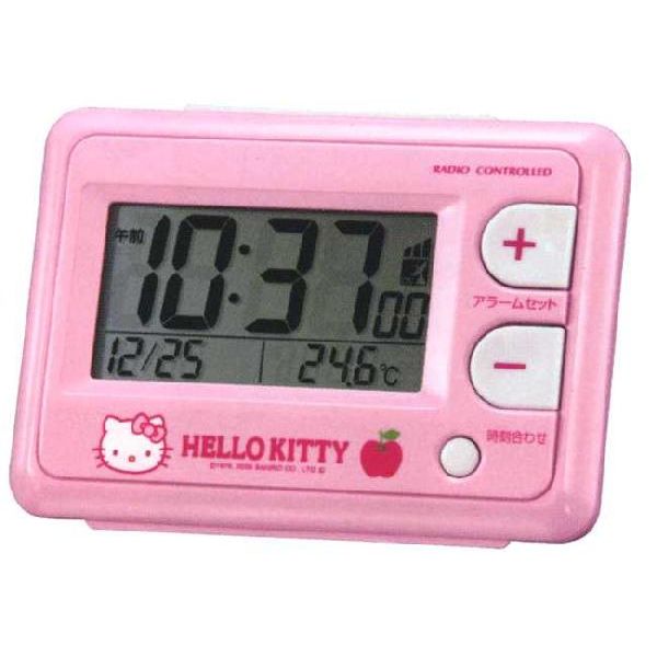 【メール便不可】ラッピング無料♪♪ハローキティ　HELLO KITTY 電波目覚まし時計 コンパクトアラームクロック　CITIZEN シチズン　リズム時計　8RZ095RH13