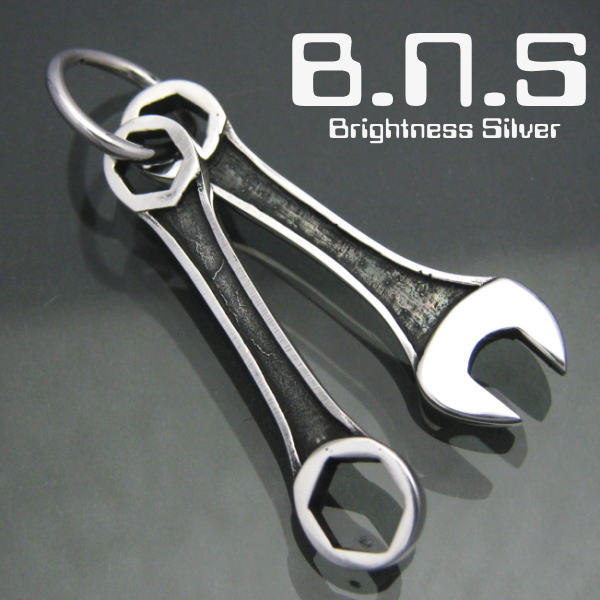 silver tools コンビネーションスパナ＆六角めがねレンチペンダント　シルバー925 銀製(工具 <strong>コンビネーションレンチ</strong>、メガネレンチ、六角レンチ、ボルト、ナット、ネジ)【neck-1120-P63】