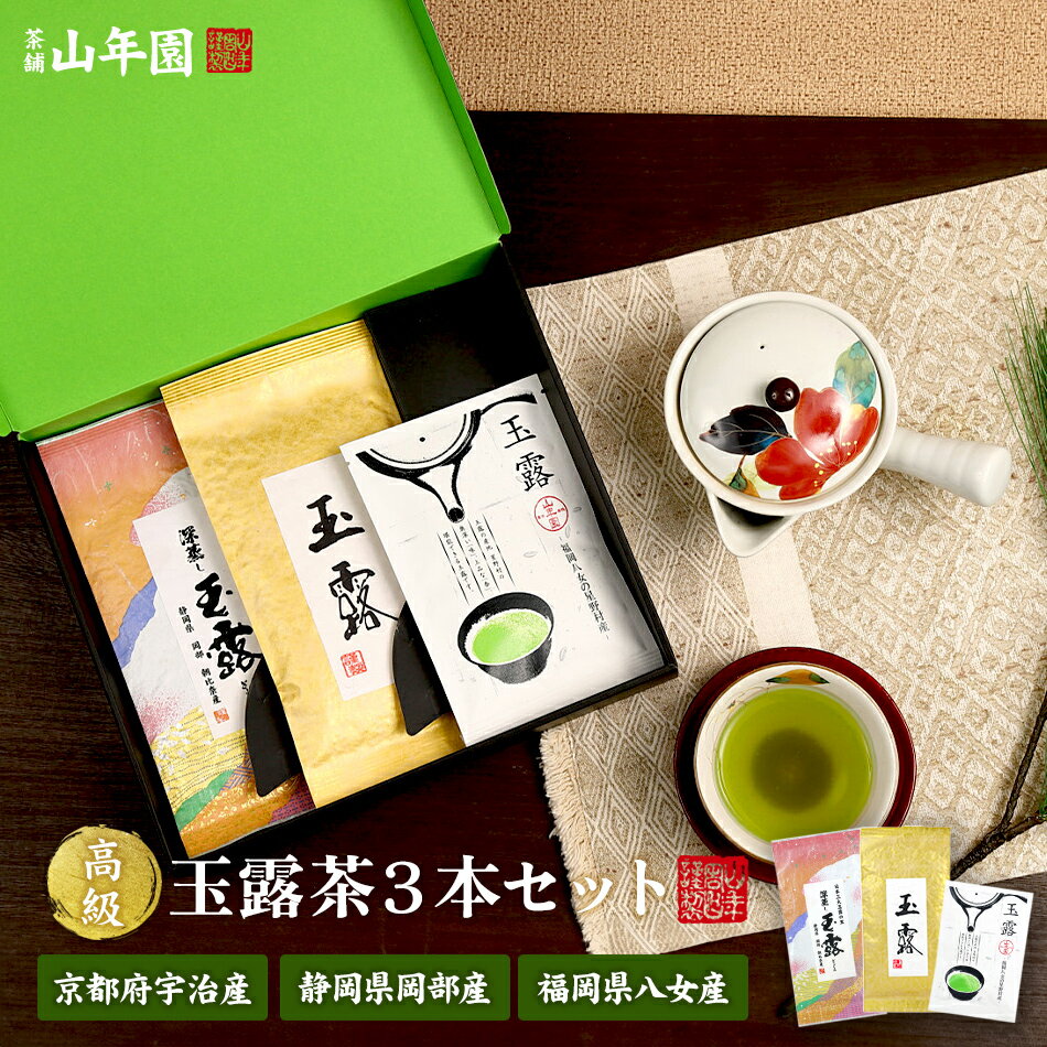 【お茶 日本茶 ギフト】【玉露茶詰め合わせセット】高級玉露茶3本セット送料無料 お中元 敬老の日 プチギフト お茶 2025 八女茶 宇治茶 緑茶 ギフト プレゼント 高級 名入れ 内祝い お返し 香典返し 誕生日 定年退職 法要 通販