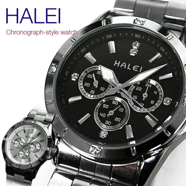 HALEIクロノグラフ風 ウォッチ メンズ腕時計 高級感 ブレスレット感覚 3003HALEIクロノグラフ風 ウォッチ メンズ腕時計 高級感 ブレスレット感覚 3003