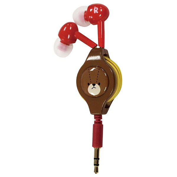 グルマン くまのがっこう コードリール式イヤホン ジャッキー 【コード巻き取り式のかわいいイヤホン(...:e-earphone:10014787