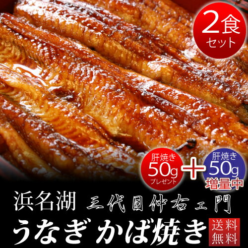 うなぎ浜名湖産 三代目仲右ェ門 うなぎ蒲焼2食セット 個別真空包装 カット蒲焼き80g 肝焼き50g 2袋 2袋