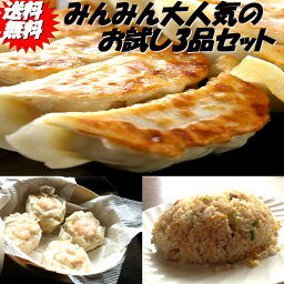 【送料無料】<strong>みんみん</strong> お試しセット 餃子24個 チャーハン2パック 海老焼売5個　リピーター続出の人気セット 【ギョーザ シュウマイ 炒飯】【父の日】【お歳暮】