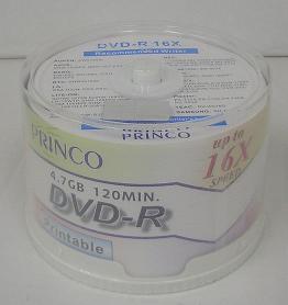 ☆16倍速☆ PRINCO　プリンタブル DVD-R 4.7GB スピンドルパック 1パック (50枚)