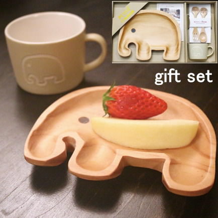 プチママンギフトセット プチママントレイ 食器セット キッズプレート ランチプレート スプーン フォーク マグカップ コップ 陶器 トレー うさぎ ゾウ 車 アヒル 食事 ナチュラル プチママン 出産祝い 誕生日 プレゼント【ネコポス便不可】【送料無料】【あす楽対応】