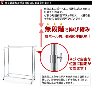 ワードローブハンガーラック驚異の耐荷重約150kgのハンガーラックパイプハンガー