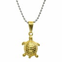 ウミガメデザインのステンレスペンダント(金色/ゴールド)(ネックレスチェーン付きペンダントトップ)(海亀/カメ/ホヌ/マリンモチーフ)「ステンレスアクセサリー」