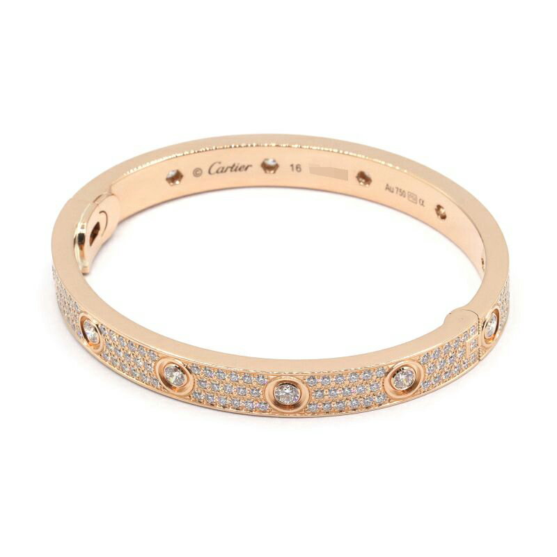 [返品OK] カルティエ Loveブレスレットクラシックモデル #16 実測15cm N6727216 K18PG パヴェダイヤ 10PD ピンクゴールド 地金約39g【中古】【送料無料】