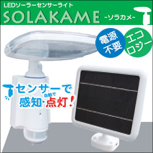 【LEDソーラーセンサーライト ソラカメ】省エネ、環境にやさしいエコ商品。センサーで自動感…...:e-squ:10591213