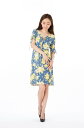 ファス(FAS)ワンピース T2サイズ T3サイズ 大人ワンピース ジャージー レディース 5分袖 花柄 Vネック 上品 大きいサイズ