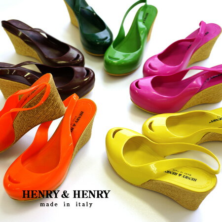 HENRY＆HENRYで大注目のサボ風ウェッジソールレディースサンダル「ココ」！エスパドリーユ風のジュートっぽい型押しがなされたウエッジソールハイヒールオープントゥパンプス◆HENRY&HENRY（ヘンリー＆ヘンリー）COCOパステルカラーも揃った2011SS新色展開！軽くて履きやすくオールラバー製だから雨の日のレインシューズにも最適！楽天ランキング入賞！