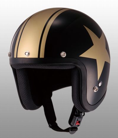 【JUQUE】スタージェットヘルメット(ブラック×ゴールド/Mサイズ) FC024BKGDM