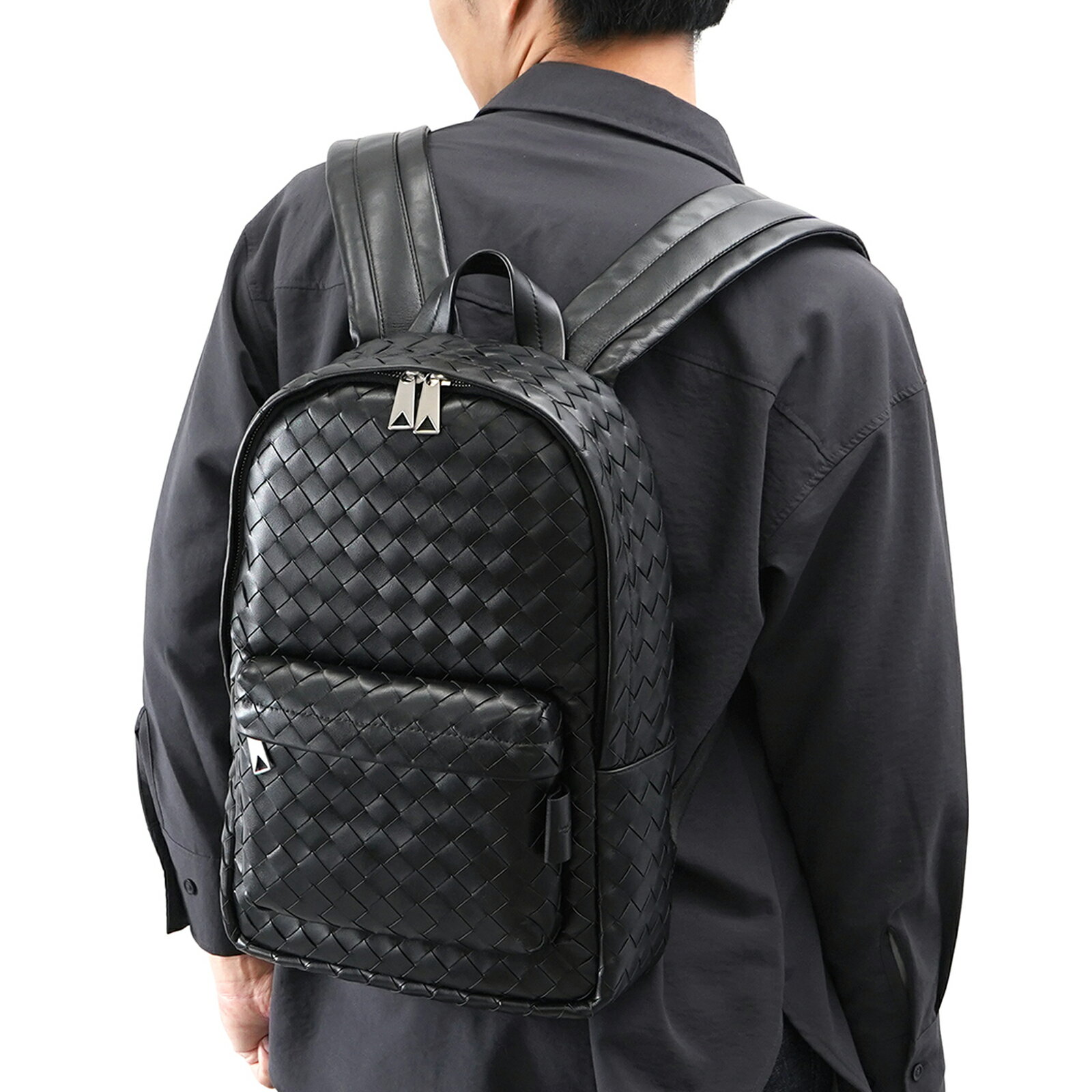【7日間限定】2人に1人が当選 最大100％ポイントバック ※要エントリー BOTTEGA VENETA ボッテガヴェネタ バックパック 828524 イントレチャート カーフレザー ブラック メンズ 男性 人気 おすすめ プレゼント ロゴ