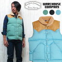 ウェアハウス WAREHOUSE ROCKY MOUNTAIN FEATHERBED ロッキーマウンテン・フェザーベッド クリスティーダウンベスト ナイロン シープムートン ホースハイド レザーヨーク WH2116 【2017年 秋冬 新作】