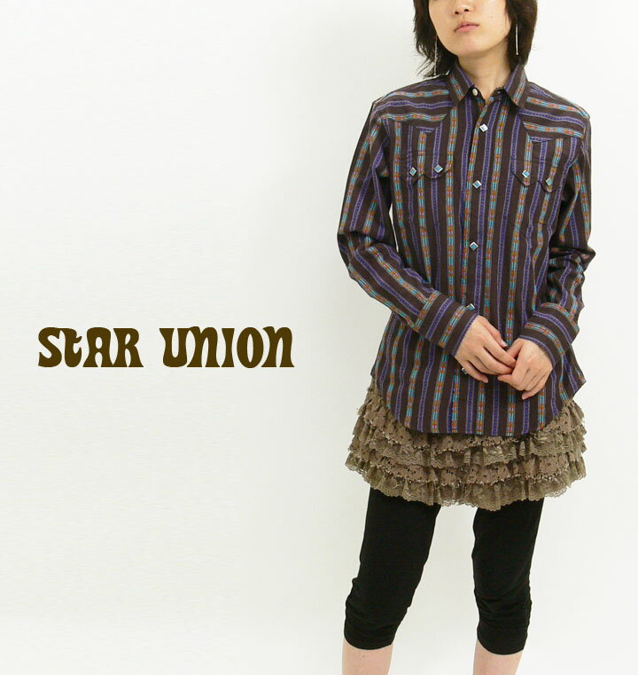 STAR UNION【スターユニオン】ドッビーストライプシャツ【レディース】【送料無料】【FP0627】
