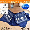 【送料無料/在庫有】 ディズニー こたつ 3点 セット 75×75 人感センサー フラットヒーター ミッキー ミニー こたつ布団 テーブル 3点セット こたつセット 正方形 省スペース コタツ こたつテーブル 暖房器具 おしゃれ かわいい 掛布団 敷布団 継ぎ脚 北欧