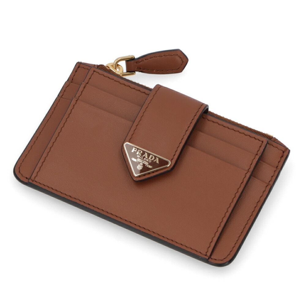 【新品】プラダ PRADA 雑貨 カードケース レディース ブラウン サフィアーノレザー トライアングル ロゴ コインケース フラグメントケース 1MC038 2CNP