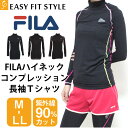 送料無料★FILA(フィラ)フィットネス ウェア インナー Tシャツ 長袖コンプレッションハイネック トップス 吸水速乾 UVカット ジム ウォーキング ジョギング 初心者 スポーツ レディース M L LL *2