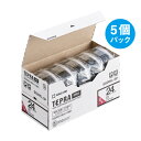 キングジム テプラPRO(5個入) 白ラベル 白(ロングタイプ) 黒文字 24mm SS24KL-5P