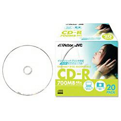 Victor PC用CD-R700MBワイドホワイトプリンタブル20枚パック　CD-R80PF20