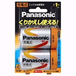 Panasonic HHR-1NPS/2B 充電式ニッケル水素電池 単1形 2本入