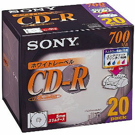 SONY 20CDQ80DPW/ソニー CDR700MB 20枚 ホワイトレーベルプリンタブル
