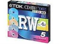 TDK CDRW80X5CCS CD-RWデータ用700MB 4倍速カラーミックス