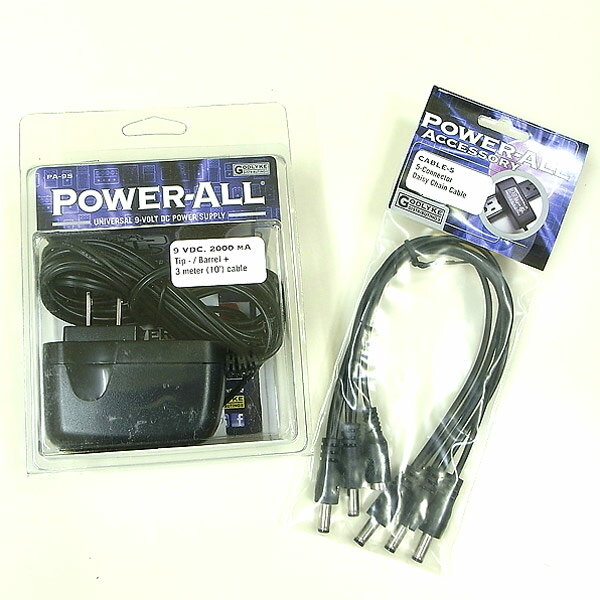 POWER-ALL PA-9S　C-5パワーオールDC9Vパワーサプライと5デイジーチェーンケーブルストレート型セット