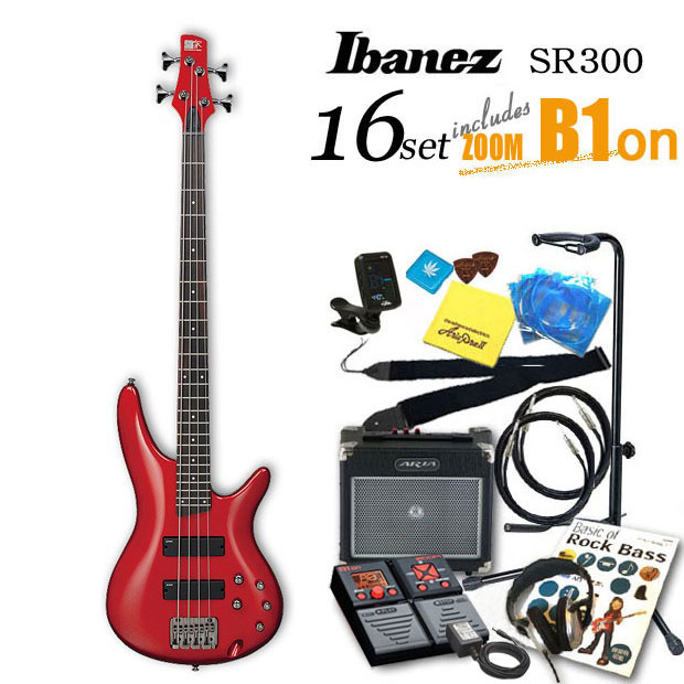 Ibanez アイバニーズ SR300 CA ZOOM B1付き強力セット16点！ 【ベース初心者】【送料無料】