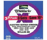 D'Addario ダダリオ エレキギター弦EXL-120 3セットパック