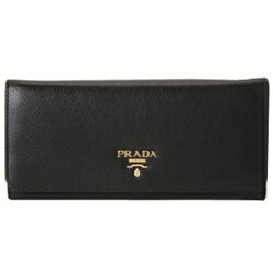 PRADA 1M1132-CBK SOFT CALF 長札ファスナー財布 ブラック