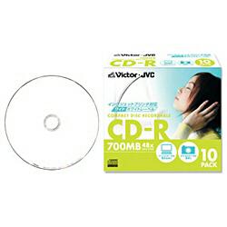 Victor PC用CD-R700MBワイドホワイトプリンタブル10枚パック　CD-R80PF10