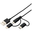 ミヨシ SCC-TW201/BK(ブラック) USB Type-C ケーブル 3in1タイプ 1m