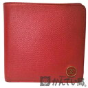 CHANEL (シャネル) 2つ折り財布 赤 レッド カード入れ ゴールド金具 スナップ開閉 小銭入れ レディース 【USED-B】