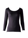 【キャンペーン9263/0120】フットマークHot SHIRTS クールネック9分袖ブラック・グレーS・M・L・LL 403570あったかインナー/吸湿発熱/保湿性素材レディース/婦人用