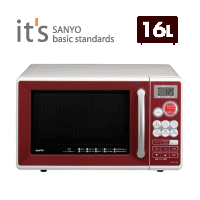 【送料無料】SANYO サンヨー コンパクトオーブンレンジ 「it’s」 EMO-C16C(R-ワインレッド） EMOC16CR