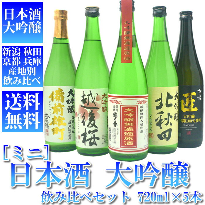 季節限定版【ミニ】大吟醸飲み比べセット720ml×5本 日本酒・大吟醸を飲み比べ（越後杜氏入魂・越後...:echigo:10006034