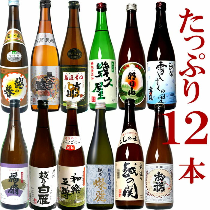 日本酒 飲み比べ 純米大吟醸 入り 四合瓶 飲み比べセット 720ml 12本 新潟のお酒が12本もはいった豪華なセット 1本あたり約917円 送料無料 おいしい地酒 飲み比べ 日本酒 4合瓶 720 福袋 御祝 誕生日 日本酒 お酒 プレゼント父の日 母の日 日本酒 飲み比べセット