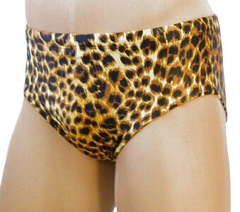 ◇M/L◇ワイルドな豹柄!安心の深め♪メンズ競泳水着 脇太タイプ 豹 ◇