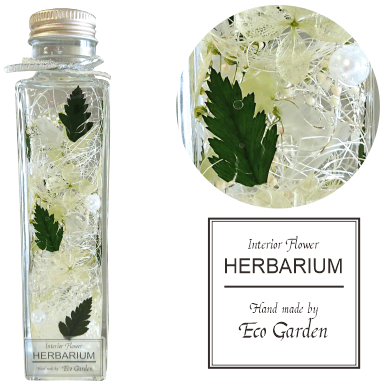 023 ハーバリウム　安全・高品質なシリコンオイル使用【HERBARIUM（ハーバリウム）】カーネーション（花びら）（ホワイト＆グリーン)　【送料無料】【ラッピング無料】【メッセージカード無料】【ギフトにも最適】