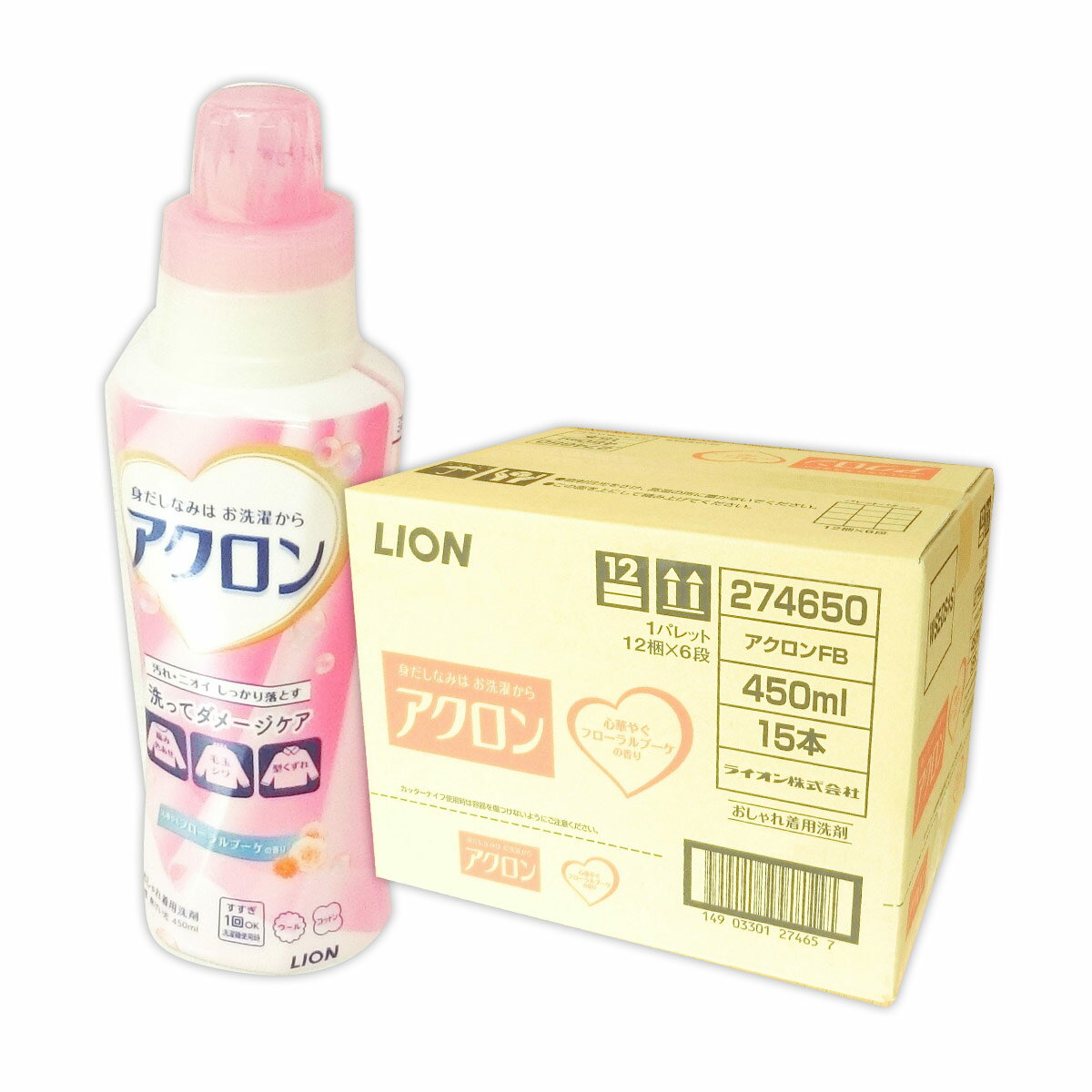 アクロン 心華やぐフローラルブーケの香り 本体 450ml × 15本 【<strong>ライオン</strong> LION】【274650】