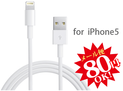 iPhone5、iPad mini対応USBケーブルデータ通信・充電兼用ライトニングコネクタケーブルiPhone5 Lightning - USBケーブル 1m iPhone5USB充電ケーブル1m