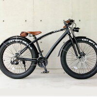 ファットバイク ビーチクルーザー 自転車 26インチ FATBIKE シマノ21段変速 ディスクブレーキ レザーサドル＆バッグ 自転車 通販【送料無料】但し沖縄・離島は除くの画像