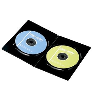 サンワサプライ ［DVD-U2-10BK］ スリムDVDトールケース（2枚収納・ブラック） DVDU210BK【5250円以上送料無料】【Aug08P3】