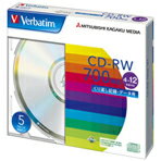 Verbatim データ用CD-RW 700MB 4-12倍速 5枚入り SW80EU5V1 [SW80EU5V1]