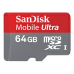 サンディスク microSDXC UHS-I カード(Class6対応・64GB) モバイルウルトラ SDSDQY-064G-J35A [SDSDQY064GJ35A]UHS-I規格に対応し、最大30MB/秒の転送速度を実現した大容量64GBの高速microSDXCカードです。
