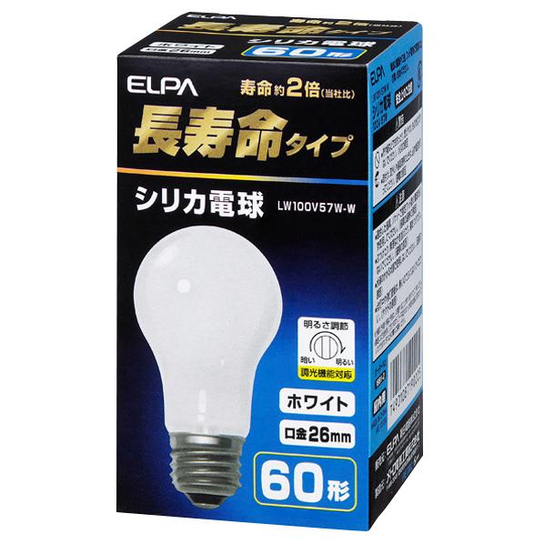 エルパ 60W形・E26口金 シリカ電球 ホワイト 長寿命タイプ 1個入り LW100V5…...:edion:10209244